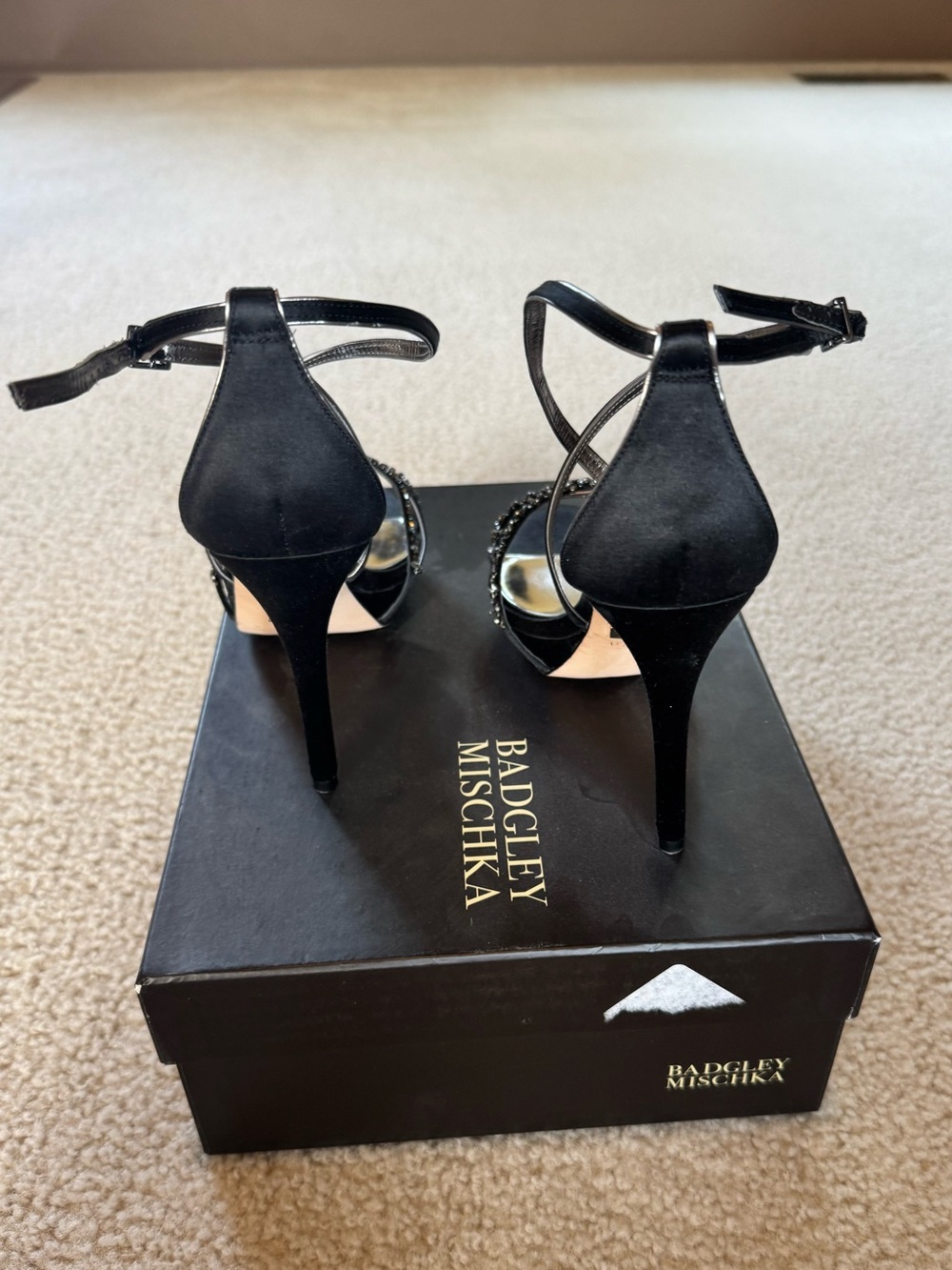 Badgley Mischka Black Sparkle Heels - Picture 3 of 5